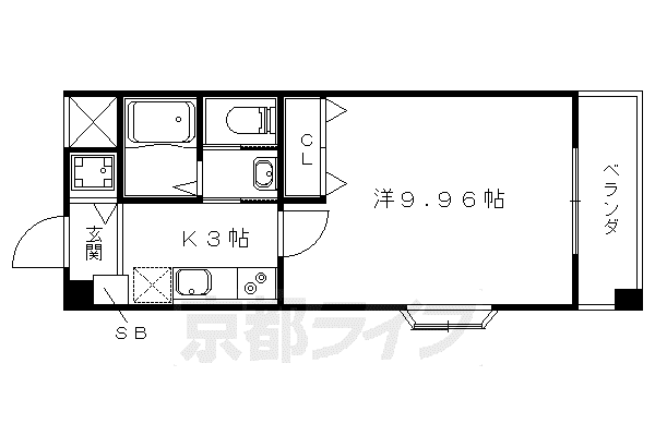 京阪電気鉄道京津線 四宮駅 徒歩6分 6階建 築20年(1K/5階)の間取り写真
