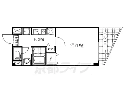 東海道本線 山科駅 徒歩6分 10階建 築27年(1K/7階)の間取り写真