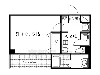 東海道本線 山科駅 徒歩6分 10階建 築27年(1K/3階)の間取り写真