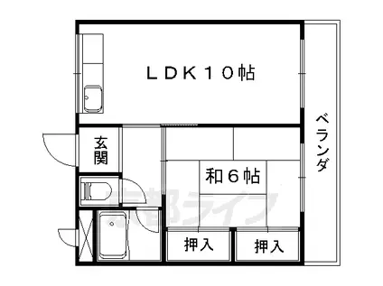 京都市東西線 東野駅(京都) 徒歩27分 4階建 築54年(1LDK/1階)の間取り写真