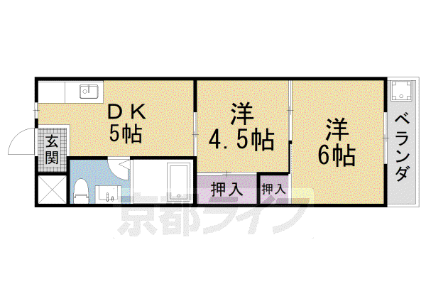マルシン四ノ宮ハイツ(2DK/2階)の間取り写真