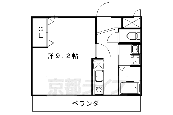 京阪電気鉄道京津線 四宮駅 徒歩4分 2階建 築21年(1K/2階)の間取り写真