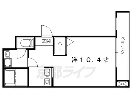 京都市東西線 醍醐駅(京都) 徒歩14分 3階建 築35年(ワンルーム/2階)の間取り写真