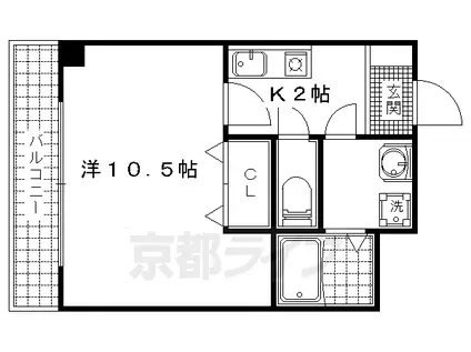 LA CASA山科(1K/4階)の間取り写真