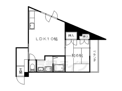 京都市東西線 椥辻駅 徒歩12分 3階建 築36年(1LDK/3階)の間取り写真