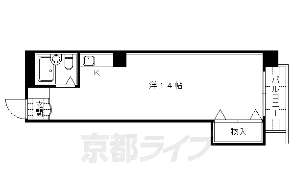 京都市烏丸線 五条駅(京都市営) 徒歩7分 5階建 築38年(ワンルーム/3階)の間取り写真