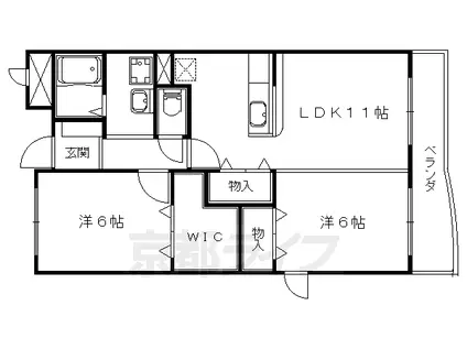 京都市東西線 石田駅(京都市営) 徒歩20分 4階建 築20年(2LDK/2階)の間取り写真