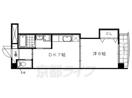 京都市東西線 東野駅(京都) 徒歩8分 3階建 築19年(1DK/1階)の間取り写真
