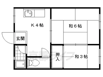 京阪電気鉄道京津線 追分駅(滋賀) 徒歩10分 2階建 築52年(2K/1階)の間取り写真