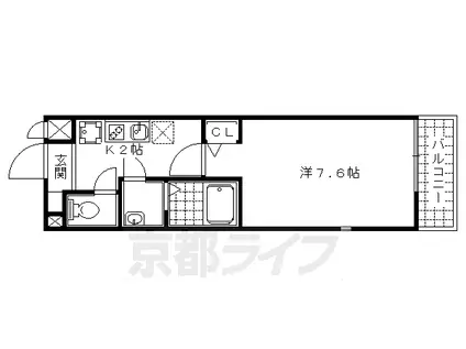 ハミングバード御陵(1K/1階)の間取り写真