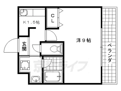 東海道本線 山科駅 徒歩5分 5階建 築27年(1K/1階)の間取り写真