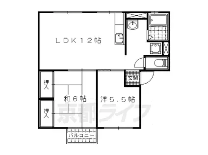 京都市東西線 山科駅 徒歩14分 2階建 築31年(2LDK/1階)の間取り写真