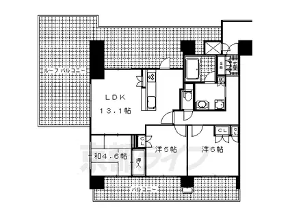 京都市東西線 山科駅 徒歩2分 11階建 築18年(3LDK/6階)の間取り写真