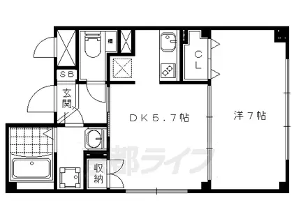 京都市東西線 御陵駅 徒歩5分 3階建 築18年(1DK/1階)の間取り写真