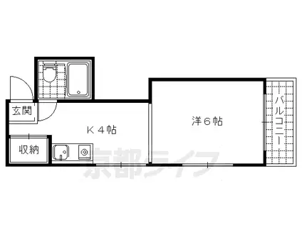 京都市東西線 椥辻駅 徒歩10分 3階建 築37年(1K/1階)の間取り写真