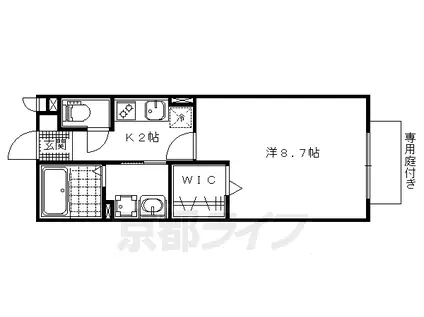 京都市東西線 小野駅(京都) 徒歩4分 2階建 築17年(1K/1階)の間取り写真