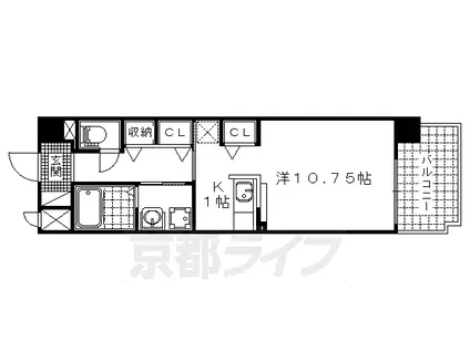 京都市東西線 東野駅(京都) 徒歩15分 3階建 築17年(ワンルーム/3階)の間取り写真