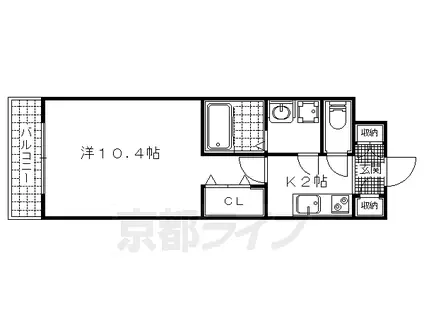 京都市東西線 椥辻駅 徒歩11分 3階建 築17年(1K/2階)の間取り写真