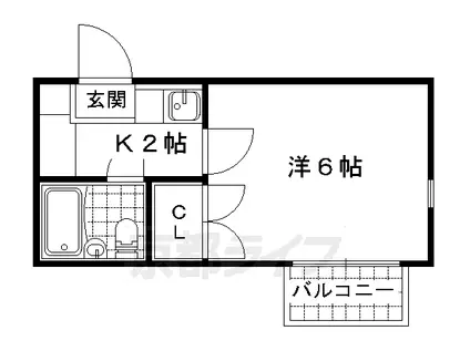 京都市東西線 椥辻駅 徒歩9分 4階建 築35年(1K/1階)の間取り写真
