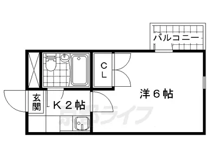京都市東西線 椥辻駅 徒歩9分 4階建 築35年(1K/4階)の間取り写真