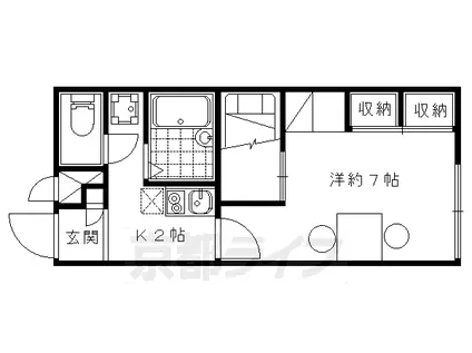 東海道本線 山科駅 徒歩9分 2階建 築22年(1K/2階)の間取り写真