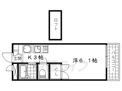 京都市東西線 山科駅 徒歩9分 2階建 築28年(1K/2階)の間取り写真