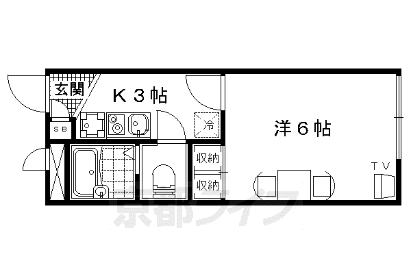 レオパレス勧修寺(1K/2階)の間取り写真