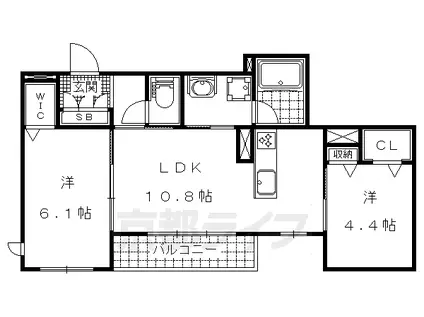 京都市東西線 御陵駅 徒歩9分 3階建 築6年(2LDK/3階)の間取り写真