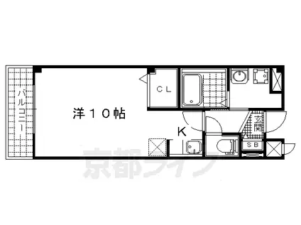 京都市東西線 東野駅(京都) 徒歩9分 3階建 築17年(1K/3階)の間取り写真