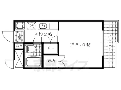 サンガーデン山科(1K/2階)の間取り写真