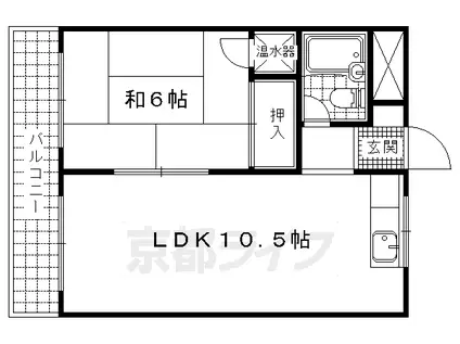 第2平木マンション(1LDK/6階)の間取り写真