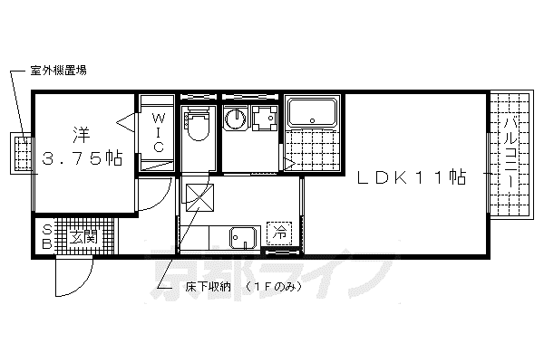 京都市東西線 小野駅(京都) 徒歩11分 2階建 築17年(1LDK/2階)の間取り写真