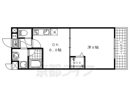 東海道本線 山科駅 徒歩6分 3階建 築15年(1DK/2階)の間取り写真