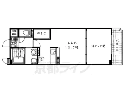 京都市東西線 小野駅(京都) 徒歩4分 3階建 築15年(1LDK/3階)の間取り写真