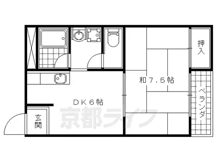 京都市東西線 山科駅 徒歩11分 2階建 築43年(1DK/2階)の間取り写真