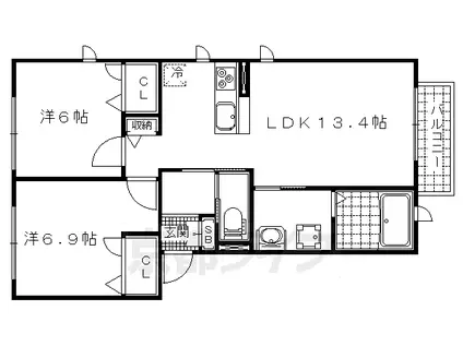 京阪電気鉄道京津線 四宮駅 徒歩22分 2階建 築10年(2LDK/2階)の間取り写真