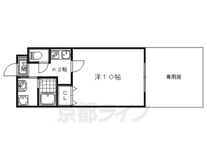 京都市東西線 椥辻駅 徒歩9分 3階建 築15年(1K/1階)の間取り写真