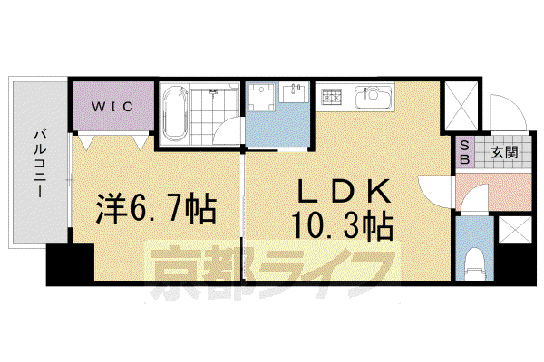 高栄京町マンション(1LDK/5階)の間取り写真