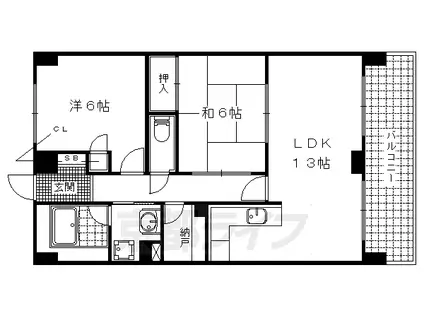 フレンドワンⅢ(2LDK/4階)の間取り写真