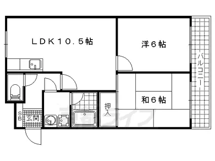 レイティー西大津1号館(2LDK/1階)の間取り写真