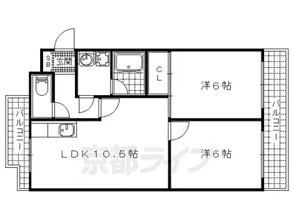 レイティー西大津1号館(2LDK/3階)の間取り写真
