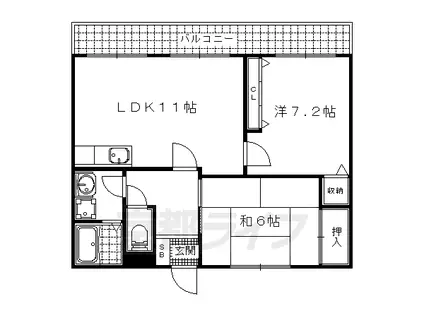 レイティー西大津3号館(2LDK/4階)の間取り写真