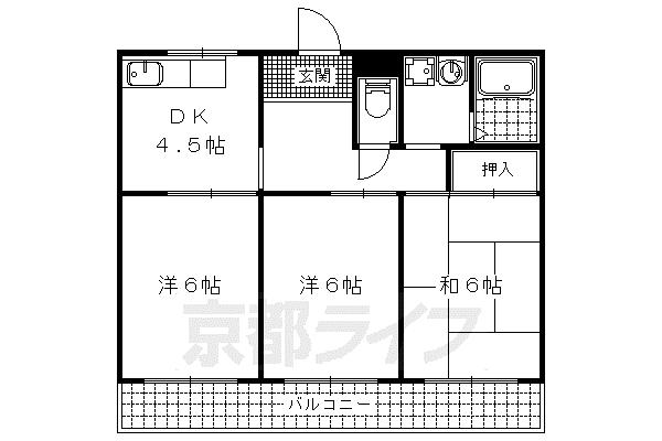 エクシード西大津(3DK/3階)の間取り写真