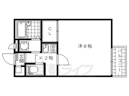 京都市東西線 椥辻駅 徒歩4分 2階建 築15年(1K/1階)の間取り写真