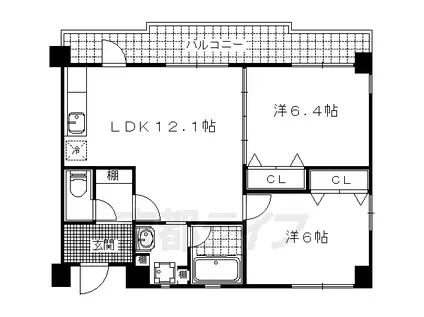 ガーデンシティ柳ヶ崎(2LDK/4階)の間取り写真