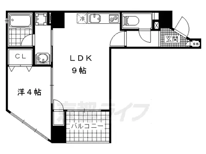 京都市東西線 山科駅 徒歩1分 7階建 築14年(1LDK/5階)の間取り写真