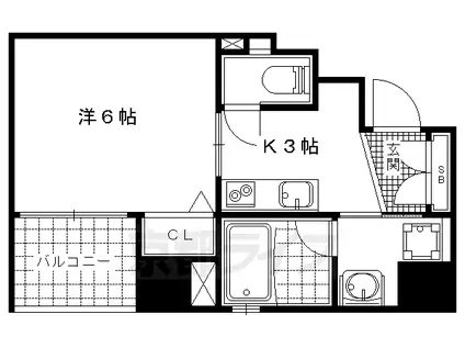 京都市東西線 山科駅 徒歩1分 7階建 築15年(1K/3階)の間取り写真