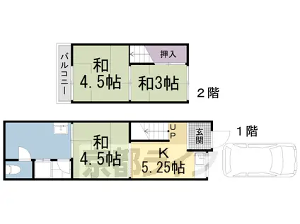 京都市東西線 椥辻駅 徒歩19分 2階建 築51年(3DK)の間取り写真