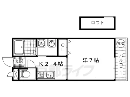 京都市東西線 椥辻駅 徒歩6分 2階建 築15年(1K/2階)の間取り写真