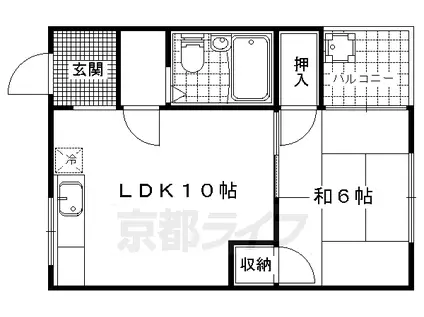 京都市東西線 東野駅(京都) 徒歩13分 4階建 築53年(1LDK/4階)の間取り写真